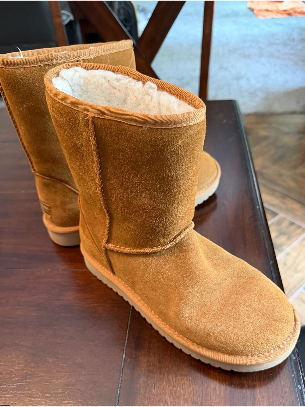 Koolaburra Chestnut Suede Mid-Calf Winter Boots with Shearling